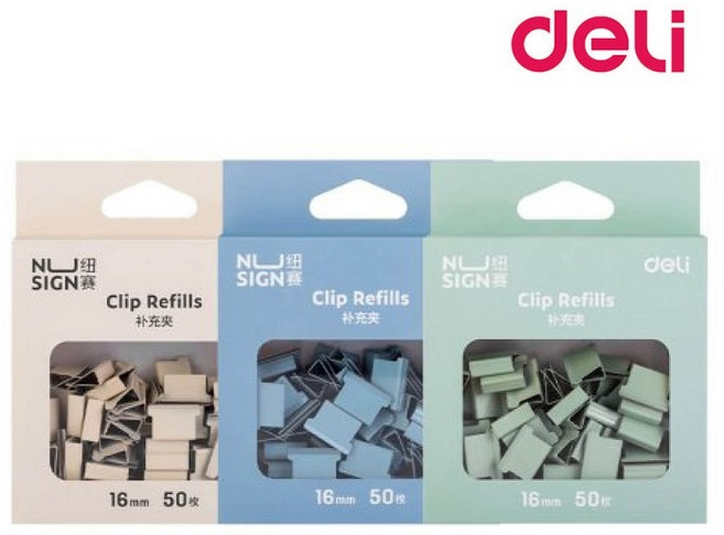 델리 누사인 날클립 리필 50개입 세트 최대 40매 제본 클립 NS086, 블루