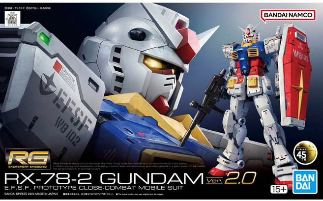 BANDAI 鋼彈UC RG #40 1/144 RX-78-2 初代鋼彈 2.0 組裝模型 45周年, 1個