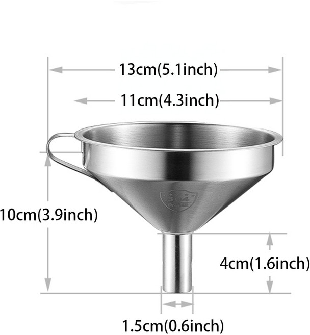 304不鏽鋼 漏斗 可拆濾網, 1個