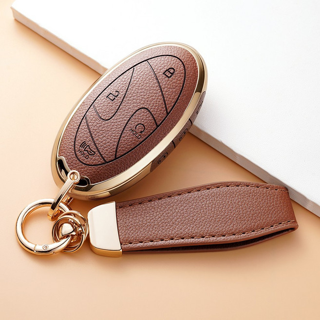 WonRay 호환 현대 키케이스 디올뉴 그랜져 GN7 아이오닉 6 쏘나타 아반떼 싼타페 코나 SX2 7버튼 5버튼 스마트 키케이스, 01.브라운*5버튼