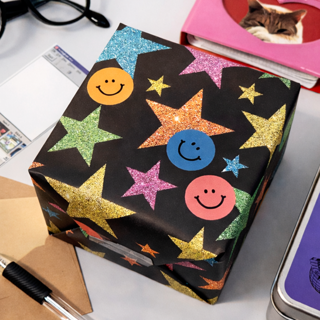 [무해해] 선물 종이 포장지, 스마일스타, 10개