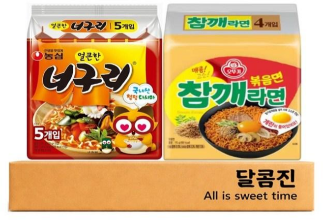 [달콤진] 얼큰한너구리 5p + 참깨라면 볶음면 4p, 1세트