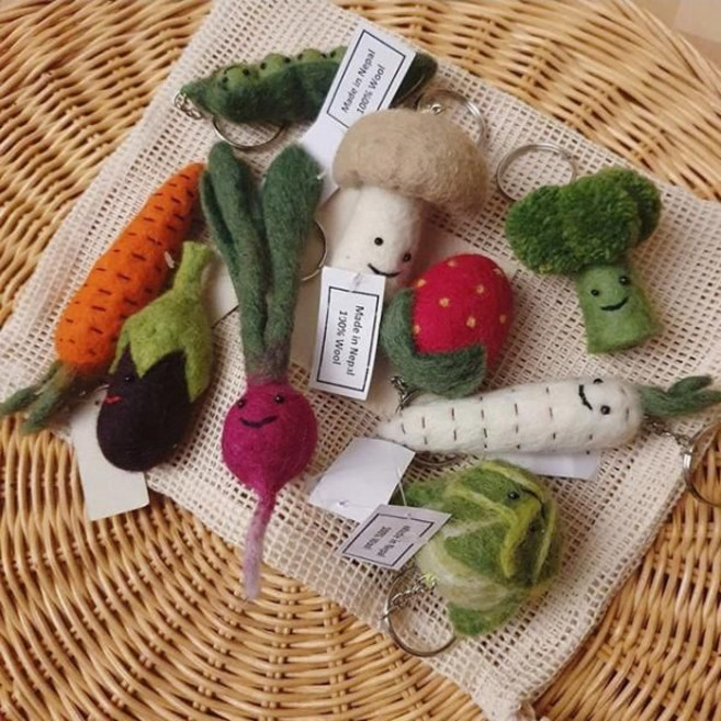 공정무역 귀여운 행운 야채인형 키링 우정템 가방고리, 가지1P, 색상, 1개