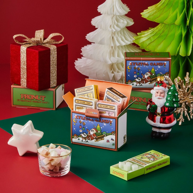 프로넛 무설탕 자일리톨 캔디 6가지맛 사탕 세트 크리스마스 에디션, 1세트, 180g