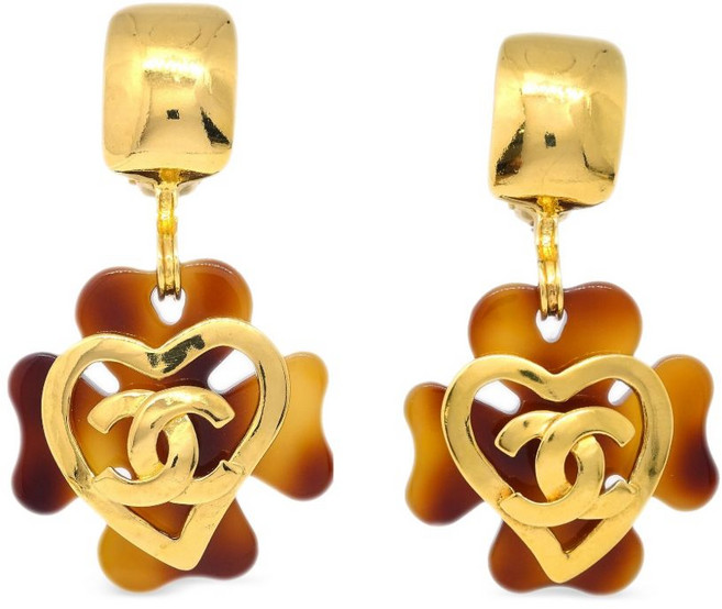 샤넬 중고 1995 CC 클로버 모티프 클립온 이어링