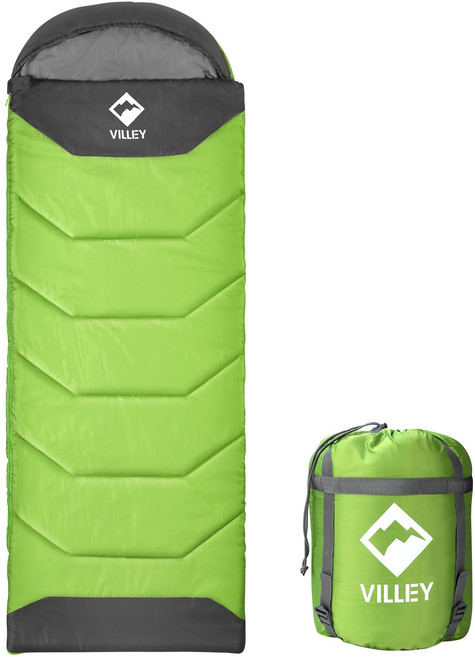 VILLEY 머미형 초경량 침낭 1600g 캠핑 이블 2인 가능 캠핑용품, 1개, 그린  220mm*160mm