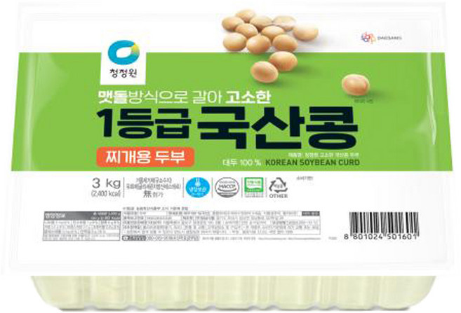 청정원 국산콩 찌개용 두부, 1개, 3g