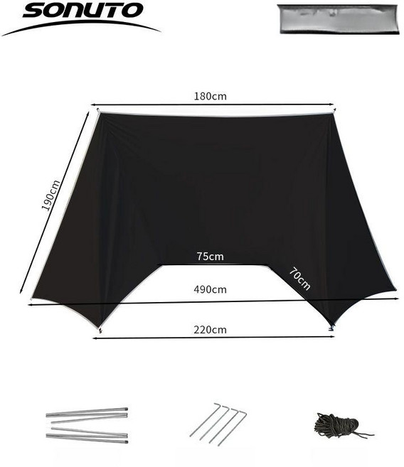 글램핑 텐트 그늘막 MOBI GARDEN 모비가든 휴대용 캠핑 원터치 타프 쉘터 비치 UV50 햇빛 차단 방수 아웃터, 블랙 실버코팅 확장 원단 + 현관