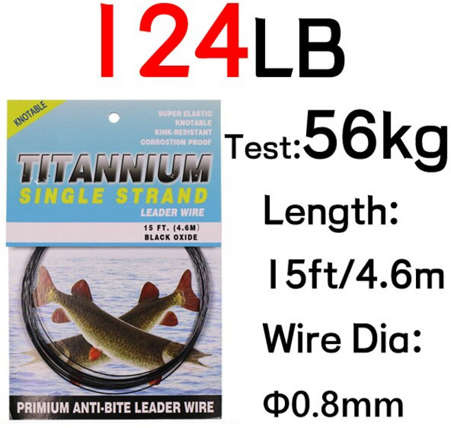 6LB-124LB 15ft/4.6m 꼬임 방지 인성 니켈 티타늄 낚시 리더 라인 바닷물 파이크 참치 Wahoo 낚시, 124파운드, 1개