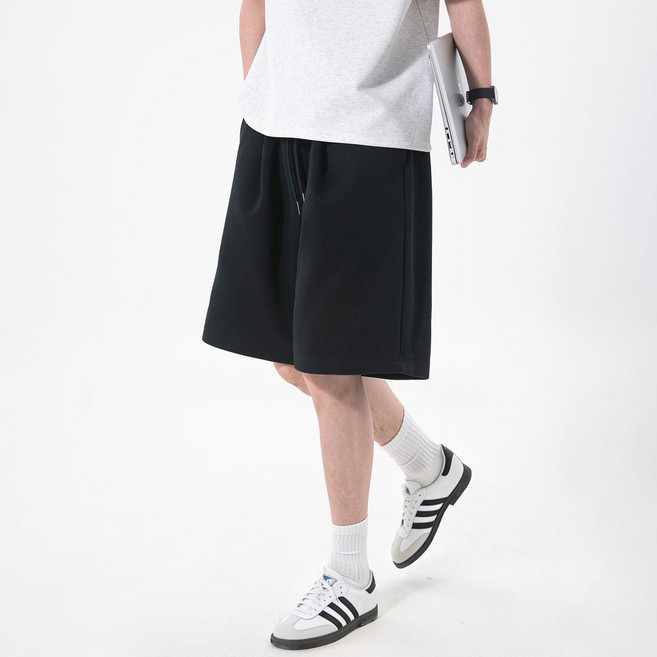 유루 남성용 핀턱 와이드핏 밴딩 트레이닝 반바지 5부 츄리닝 / OK2703