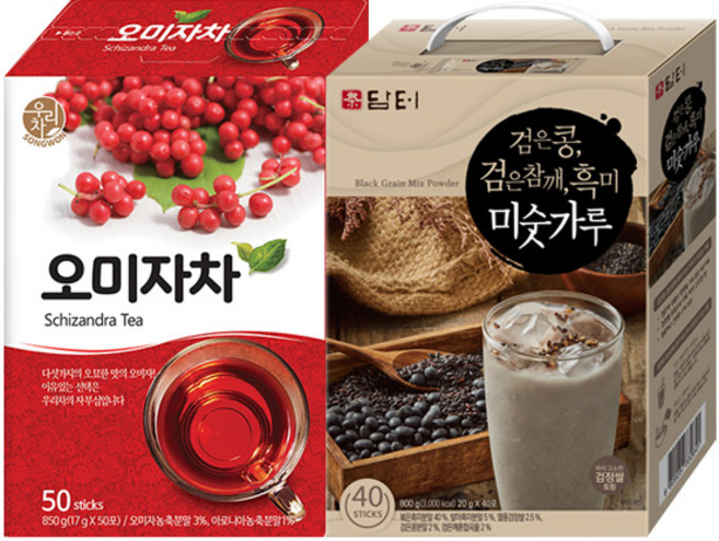 송원 오미자차 50T +담터 검은콩 미숫가루 40T, 1개