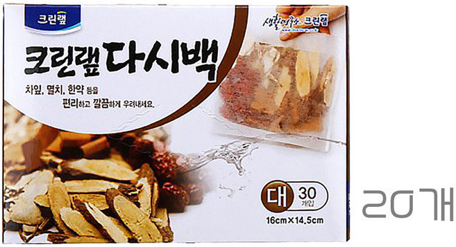 크린랩 다시백 대 30매입 16cm x 14.5cm 육수백 다시백, 20개