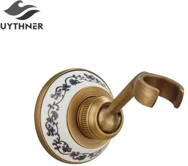 골동품 황동 욕실 핸드 헬드 샤워 헤드 홀더 브래킷 욕실 하드웨어 액세서리 벽 마운트 브래킷 크롬/골든, 01 Antique Brass B