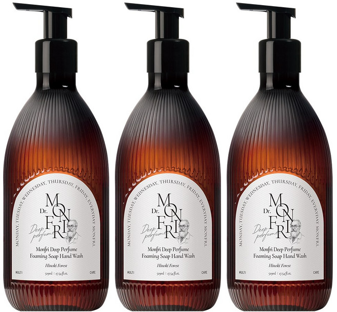 먼프리 대용량 딥퍼퓸 포밍 핸드워시 남배우 Pick 히노키포레스트향, 3개, 519ml