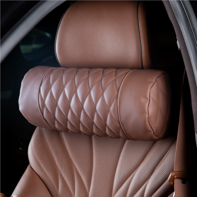 카디즈 전차종용 목이 편안한 차량용 순정형 가죽 목쿠션 1PCS (디자인 리뉴얼), 셀토스 브라운, 1개