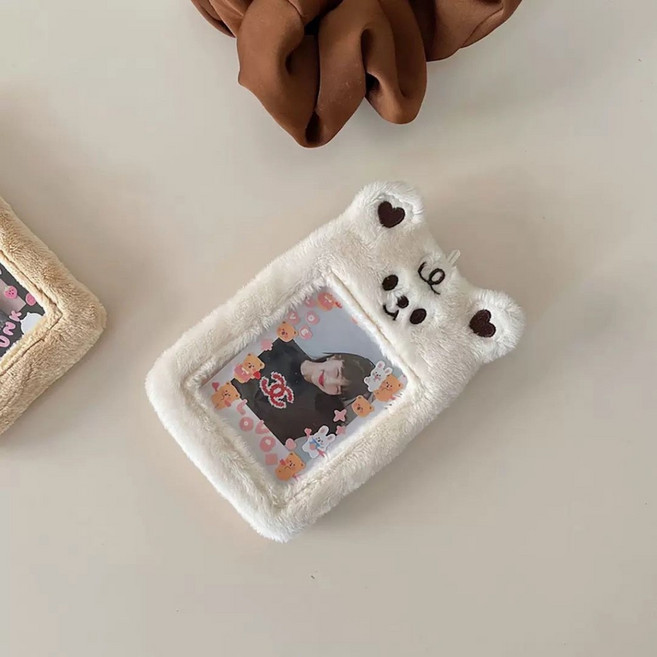 可愛小熊絨毛卡套，附鑰匙圈，通用證件卡套