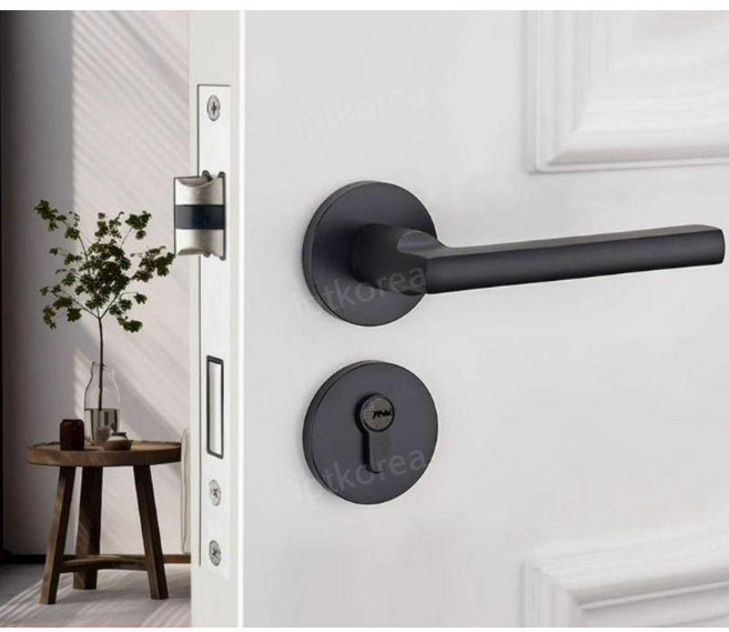 방문손잡이 도어 열쇠 이중잠금 문고리 손잡이 실내, A 스틸