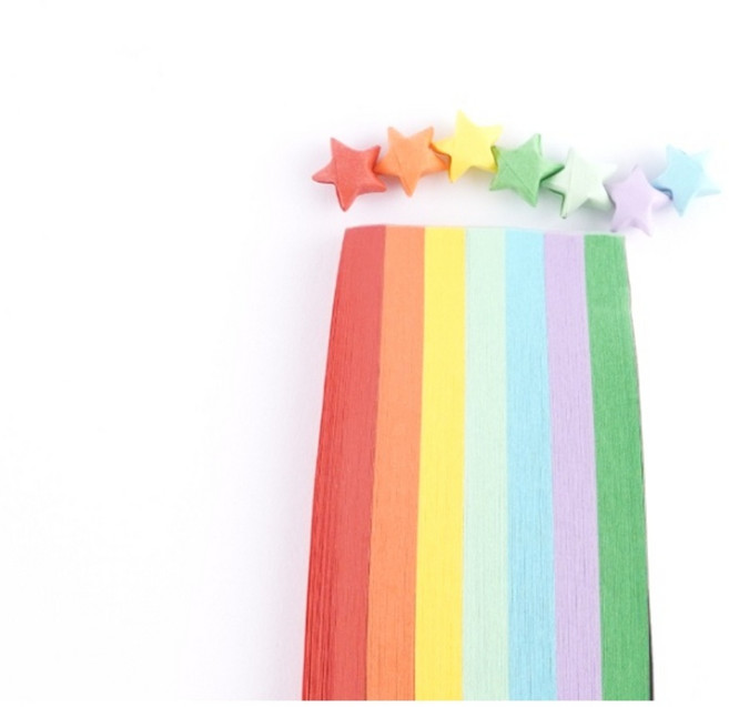 트리뷰샵 파스텔별접기 종이 540매 학알 행운의 별 만들기 직사각형 띠색 야광 짝사랑성공 레인보우 빛나는 코르크병, 그라데이션 블루 퍼플