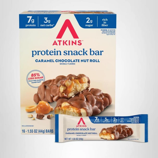 엣킨스 캐러멜 초콜릿 너트 롤 바 5개입 각 1.55 oz (44 g), 704g, 1박스 - 쿠팡