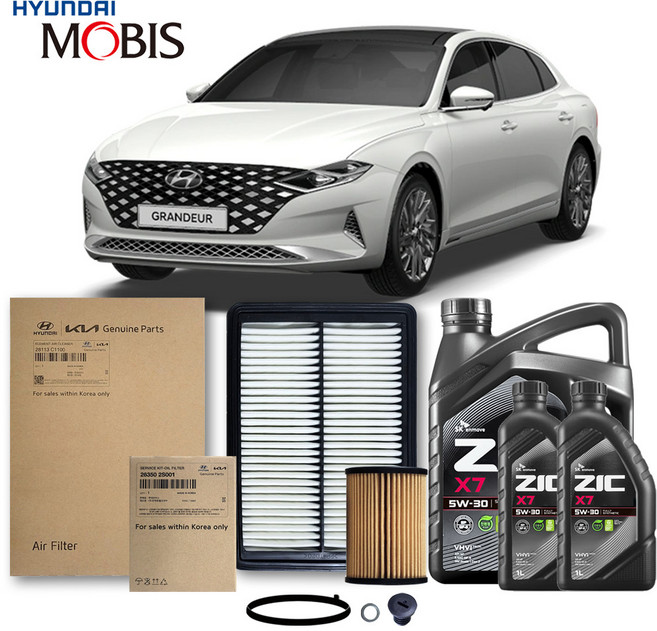 더뉴 그랜저 IG (19-22년식) 2.5 가솔린 순정필터+지크오일 5W30 3종, 1개