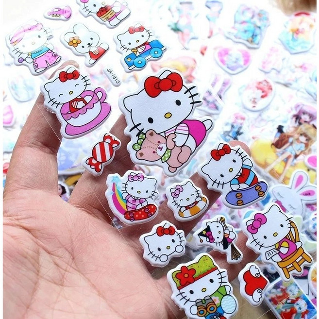{헬로키티문방구} 폭신폭신 헬로키티 쿠로미 마이멜로디 산리오/포켓몬스터 다꾸스티커 12p, 헬로키티