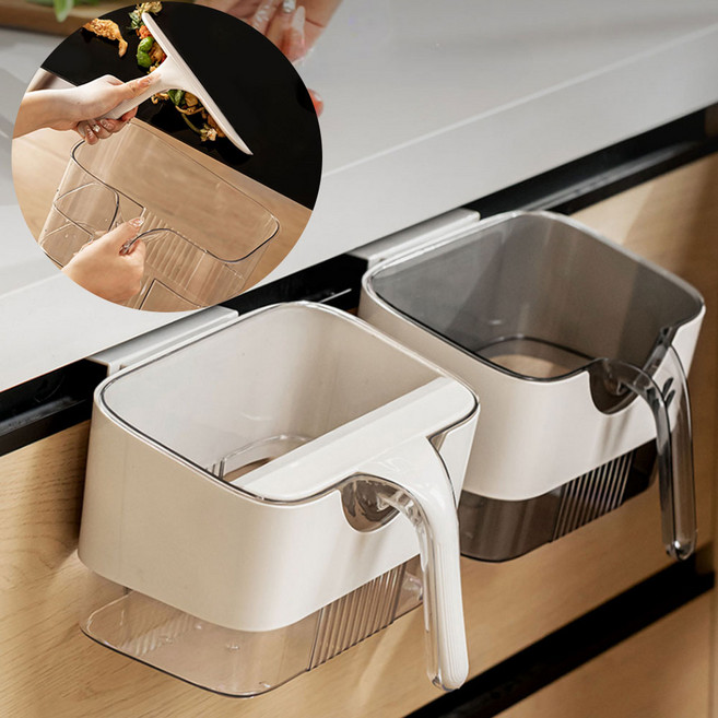 간편 청소 주방 싱크대 걸이형 쓰레기통, 1개, 화이트