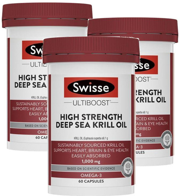 스위스 딥 씨 크릴오일 1000mg 하이스트렝스 캡슐 Swisse Deep Sea Krill Oil, 3개, 60정