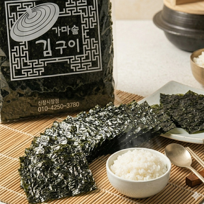 가마솥 김구이 재래김 시장김 100봉_반찬가게 행사용 대량구매, 저염, 6등분, 100개