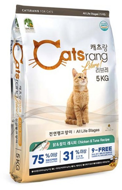 NEW 캐츠랑 전연령 고양이사료 5kg / 반려묘사료 /길냥이사료, 닭, 1개