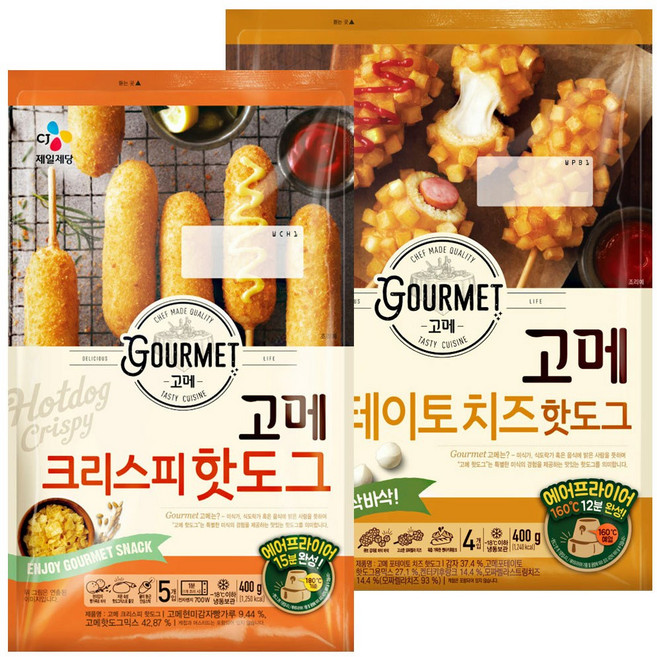 (냉동)고메 포테이토치즈 핫도그400gx1개+크리스피핫도그480gx1개, 1세트, 480g