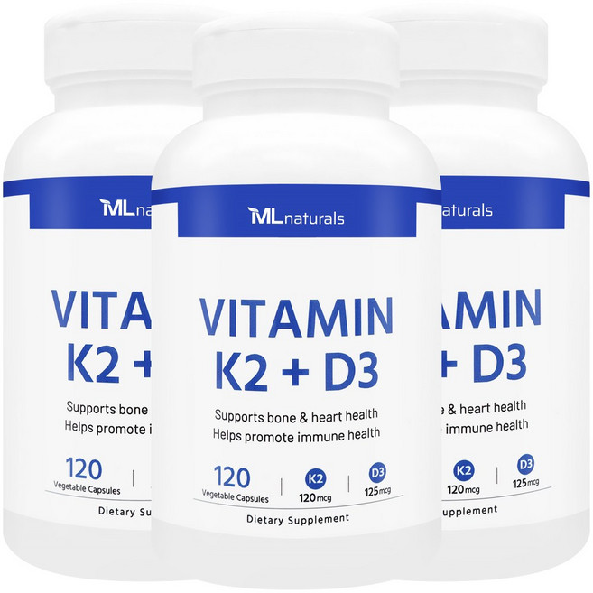 [미국번개배송] 착한명품 마이라이프 내추럴스 비타민 K2 120mcg + D3 125mcg, 3개, 120정, 120정
