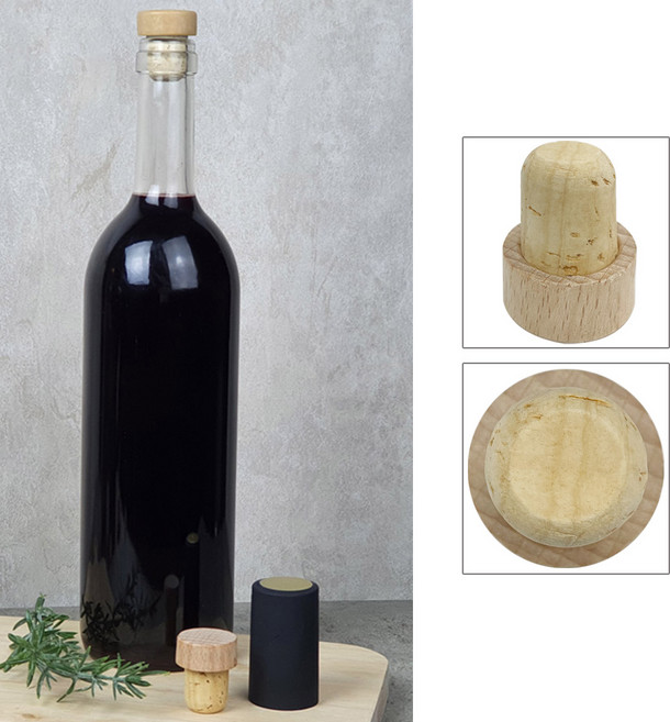 유리병 코르크마개 와인콜크캡 28mm 나무캡 병뚜껑 유리 병마개, 1개