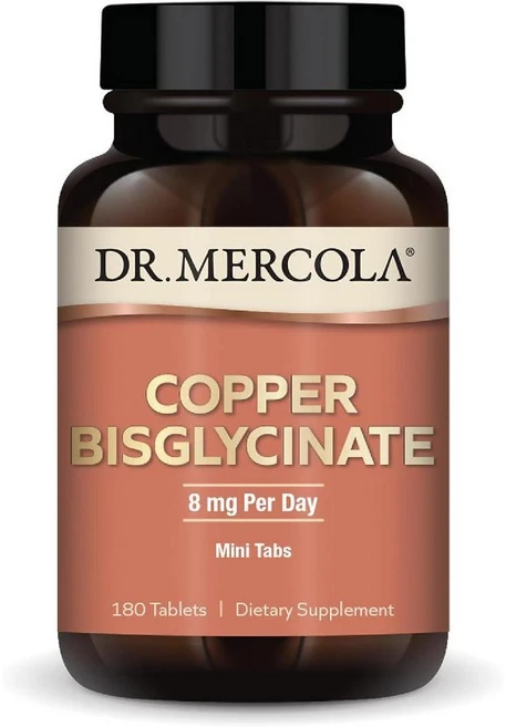 Dr. Mercola 코퍼 비스글리시네이트 90회 제공량(180정) 건강 보조 식품 하루 8mg 미니 탭 전반적인 지원 유전자 변형 성분 무함유, 1개, 180정 - 쿠팡