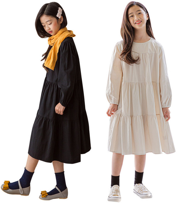 미니로이 주니어 면 캉캉 롱 원피스