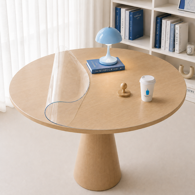 7위 - 현대물산 원형 테이블 데스크 방수 식탁보 식탁 테이블 투명 매트, 1개, 105cm, 3mm