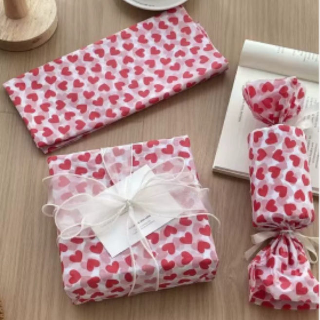 하트 선물포장 종이 포장지 10매+끈+카드 10장, 1개, 레드하트