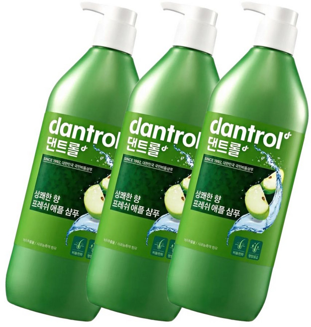 샴푸 댄트롤 비듬샴푸 프레쉬애플, 3개, 820ml