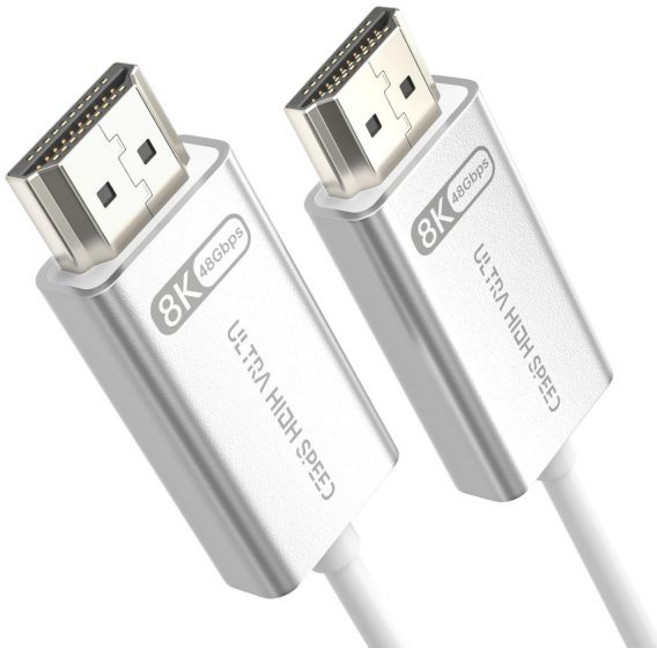 Huaham 10K 8K HDMI 2.1 케이블 광섬유 1m(3.3피트) HDMI 케이블 화이트 매우 유연한 48Gbps 8K60Hz 및 4K120Hz eARC Dolb, 3.3피트