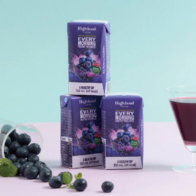 하이랜드 프레쉬 100% 블루베리 착즙 주스 24팩 120mL, 24개 - 쿠팡