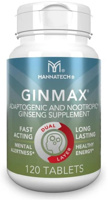 Mannatech GINMAX 120 Tablets Adaptogenic and Nootropic Boost Energy Increase Focus and Alertness, 1개 - 쿠팡