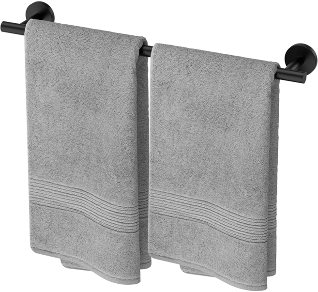 USHOWER 스테인리스 욕실 수건걸이 벽걸이형 타월 바 모던 인테리어 수건걸이 거치대 61cm, 1개, 블랙