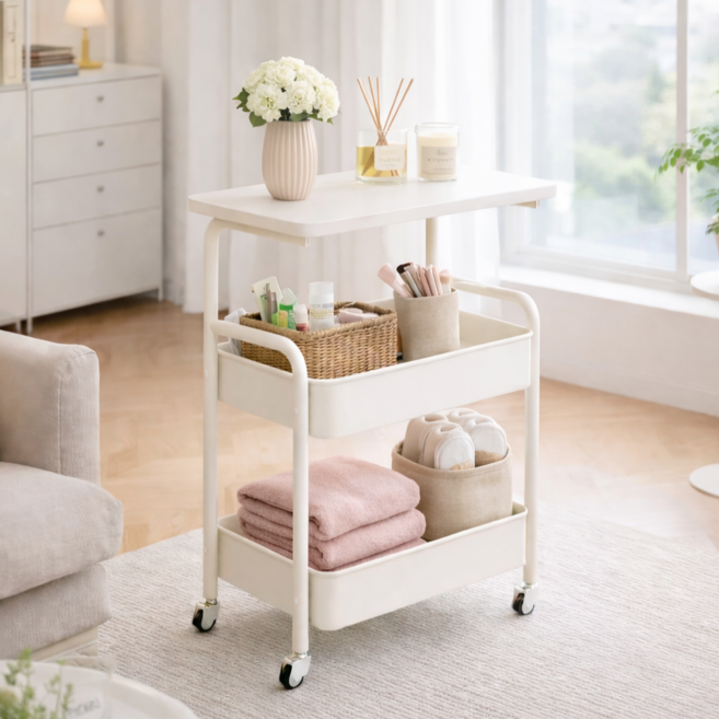헤븐하임 이동식 선반 트롤리, 3단, 올화이트A