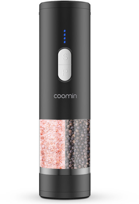 coomin 전동 후추 그라인더 자동 충전식 소금 후추 그라인더 후추연마기, 1개, 200ml