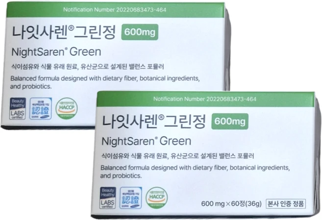 나잇사렌 그린 밸런스포뮬러 나잇사렌 그린 정, 2개, 60정 - 쿠팡