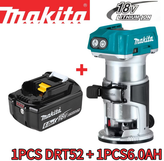 신형 마키타 DRT52 무선 목공 트리머 18V 슬롯팅 다기능 전기 목재 밀링 배터리, [02] DRT52-6Ah Battery, 1