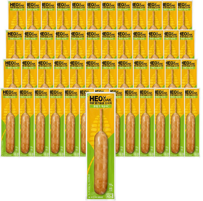 허닭 닭가슴살 소시지 후랑크 옥수수콘, 50개, 70g
