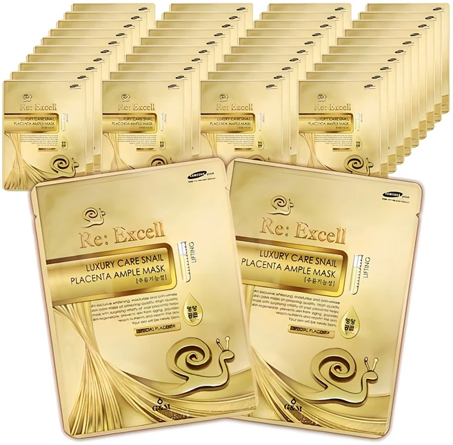 리엑셀 달팽이 콜라겐 마스크팩 시트, 1개입, 40개 - 쿠팡