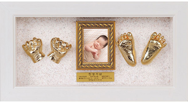 페이스오프 노블골드 손발도장X사진액자 화이트, 추가안함