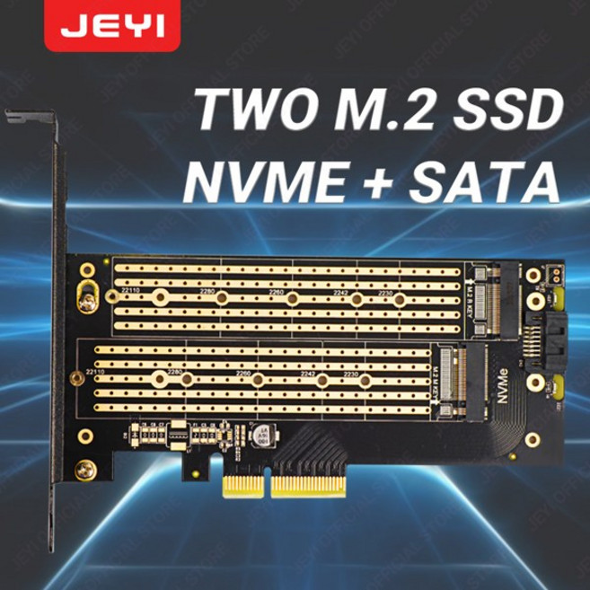 JEYI NVMe NGFF SSD용 듀얼 PCIE 4.0 어댑터 터보 선풍기 NVME m 키 및 SATA b 키 SSD PCIe x4 X8 X16 슬롯 SK9 M.2