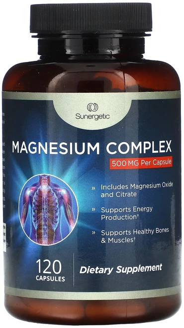 단백질 비타민 철분 마그내슘 칼슘 Sunergetic 마그네슘 복합체 500mg 캡슐 120정 고루고루섭취해주세요, Sunergetic마그네슘복합체500mg캡슐120정, 1개 - 쿠팡